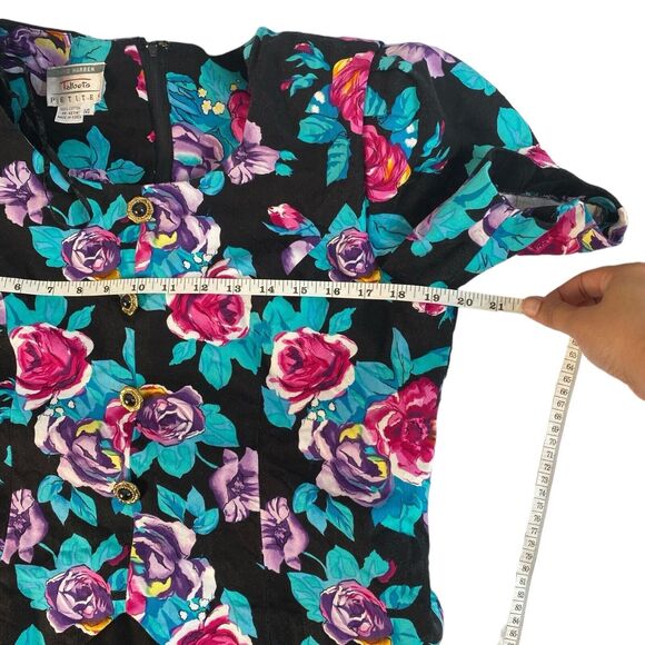 Talbots Petite Vintage 90's Floral Cottage Core Dress Size 14P 381 - Picture 10 of 12